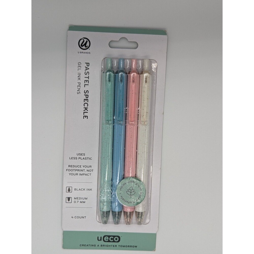 U Brands U-Eco Gel Ink Pens, Pastel Speckle, 4 Count (4375T06-48) Set of 2